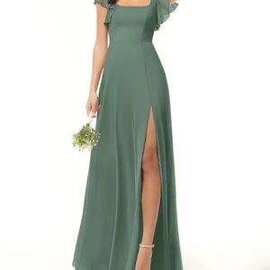 Azazie Eucalyptus bridesmaids dress